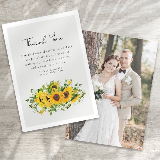 Sunflower Photo Wedding Bedankkaart