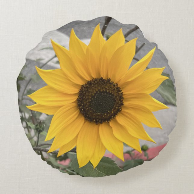 Sunflower Pillow Rond Kussen (Achterkant)