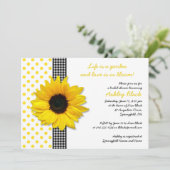 Sunflower Polka Dot Gingham Vrijgezellenfeest Invi Kaart (Staand voorkant)