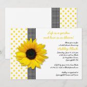 Sunflower Polka Dot Gingham Vrijgezellenfeest Invi Kaart (Voorkant / Achterkant)