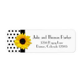 Sunflower Polka Dot Wedding Return Address Etiket