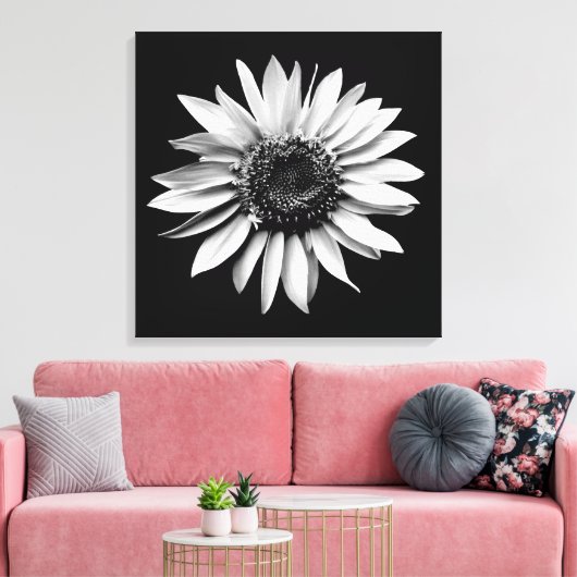 "Sunflower Portrait" — Afdruk van gevlekt Canvas (Insitu (Woonkamer))