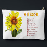 Sunflower Positive Encouragement Cosmetic Bag Etui<br><div class="desc">This sunflower cosmetic bag is designed to remind you to carry kindness wherever you go. Replace any words on this cosmetic bag to reflect your own unique journey.</div>