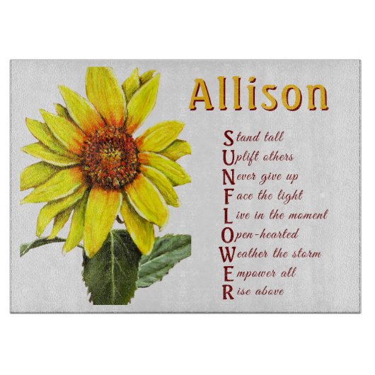 Sunflower Positive Encouragement Cutting Board Snijplank (Voorkant)
