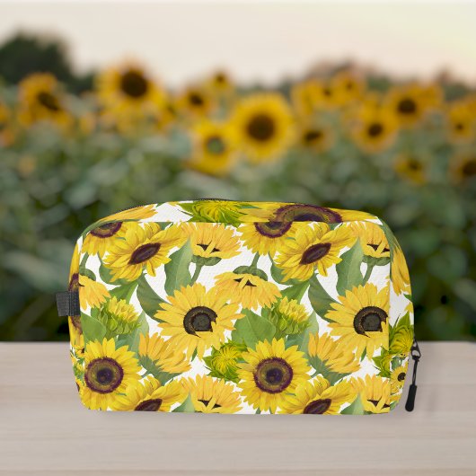 Sunflower Print Customized Canvas Accessory Bag Toilettasje