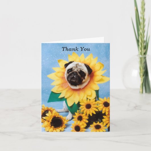 Sunflower Pug - Hartelijk dank Bedankkaart (Voorkant)