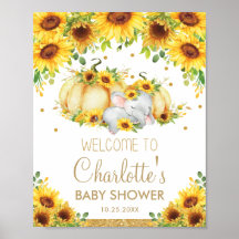 Sunflower Pumpkin Elephant Baby shower Welkom