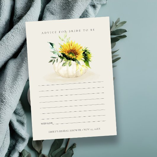 Sunflower Pumpkin Flora-advies voor Baby shower Informatiekaartje