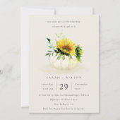 Sunflower Pumpkin Floral Couples Shower Invite Bedankkaart (Voorkant)