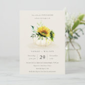 Sunflower Pumpkin Floral Couples Shower Invite Bedankkaart (Staand voorkant)