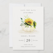 Sunflower Pumpkin Floral Save the Date Invite Bedankkaart (Voorkant)