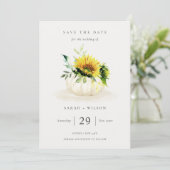 Sunflower Pumpkin Floral Save the Date Invite Bedankkaart (Staand voorkant)