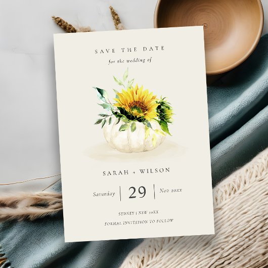Sunflower Pumpkin Floral Save the Date Invite Bedankkaart