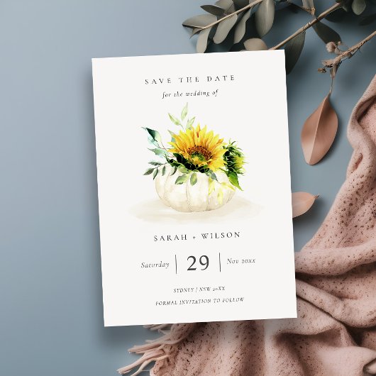 Sunflower Pumpkin Floral Save the Date Invite Bedankkaart