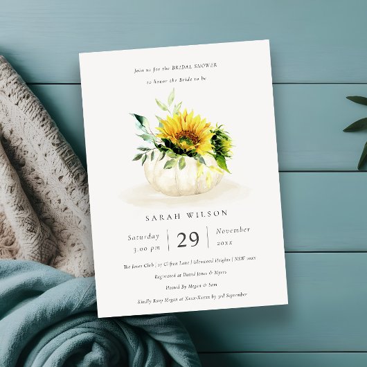 Sunflower Pumpkin Floral Vrijgezellenfeest Invite Bedankkaart
