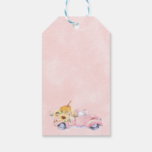 Sunflower Pumpkin Truck Baby shower Dank u Cadeaulabel (Achterkant)