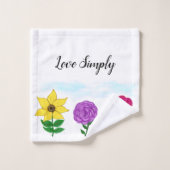 Sunflower Purple Flower Pink Flower Yellow Bad Handdoek (Wasdoekje)