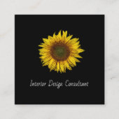 Sunflower QR code Interior Designer Black White  Vierkante Visitekaartje (Voorkant)
