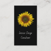 Sunflower QR code Interior Designer Modern Black  Visitekaartje (Voorkant)