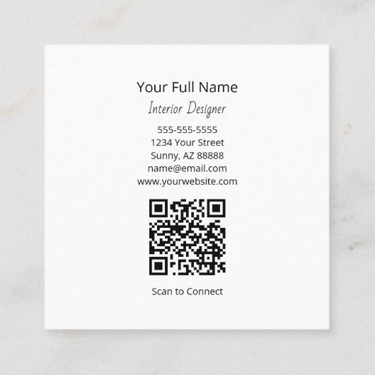 Sunflower QR code Interior Designer Rustic Brown Vierkante Visitekaartje (Achterkant)