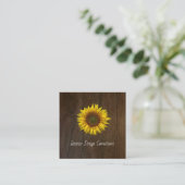 Sunflower QR code Interior Designer Rustic Wood Vierkante Visitekaartje (Staand voorkant)