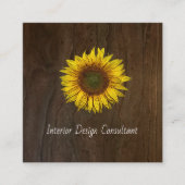 Sunflower QR code Interior Designer Rustic Wood Vierkante Visitekaartje (Voorkant)