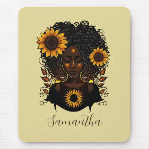 Sunflower Queen Afro Woman Muismat