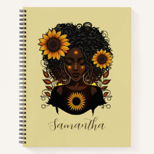 Sunflower Queen Afro Woman Notitieboek