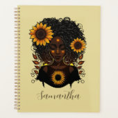 Sunflower Queen Afro Woman Planner (Voorkant)