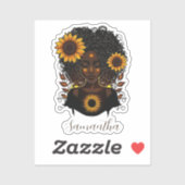 Sunflower Queen Afro Woman Sticker (Vel)
