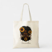 Sunflower Queen Afro Woman Tote Bag (Achterkant)