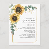 Sunflower Quinceanera Greenery 15e verjaardag Uitnodiging Briefkaart (Voorkant)