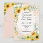 Sunflower Quinceañera Kaart (Voorkant / Achterkant)