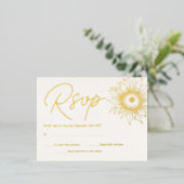 Sunflower Real Gold Foil Minimalist RSVP Card Gold Folie Uitnodiging Briefkaart (Staand Voorkant)