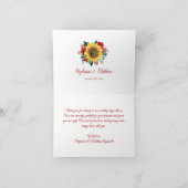 Sunflower Red Floral Geometric Wedding Bedankkaart (Binnen)