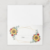 Sunflower Red Floral Geometric Wedding Plaatskaartje (Buitenkant ongevouwen)