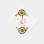 Sunflower Red Floral Geometric Wedding Servet (Hoek)