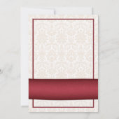 Sunflower Red Ribbon Damask Wedding Invitation Kaart (Achterkant)