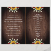 Sunflower Red Roses Rustic Folded Wedding Programm (Achterkant)