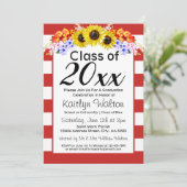 Sunflower Red Stripe Gradupe Party Kaart (Staand voorkant)