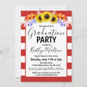 Sunflower Red Stripe Gradupe Party Kaart (Voorkant)