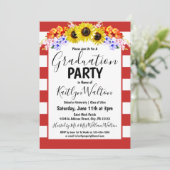 Sunflower Red Stripe Gradupe Party Kaart (Staand voorkant)