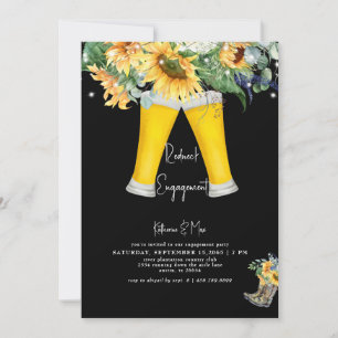 Sunflower Redneck Boots Black Engagement Party Kaart