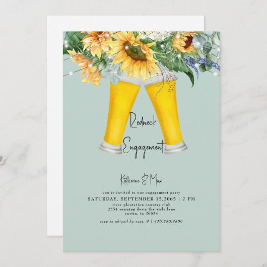 Sunflower Redneck Turquoise verlovingsfeest Kaart (Voorkant / Achterkant)
