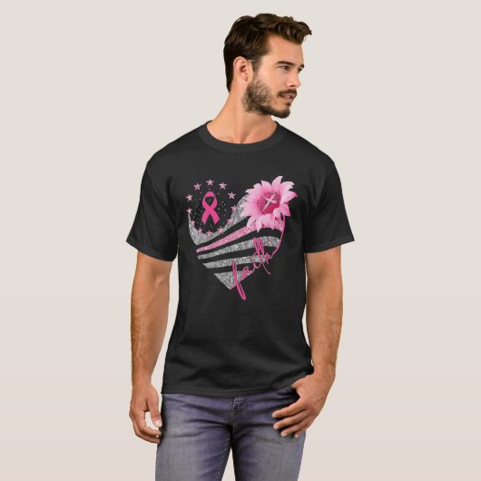 Sunflower Ribbon Faith Breast Cancer T-shirt (Voorkant volledig)