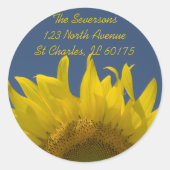 Sunflower Rising retouradres Ronde Sticker (Voorkant)