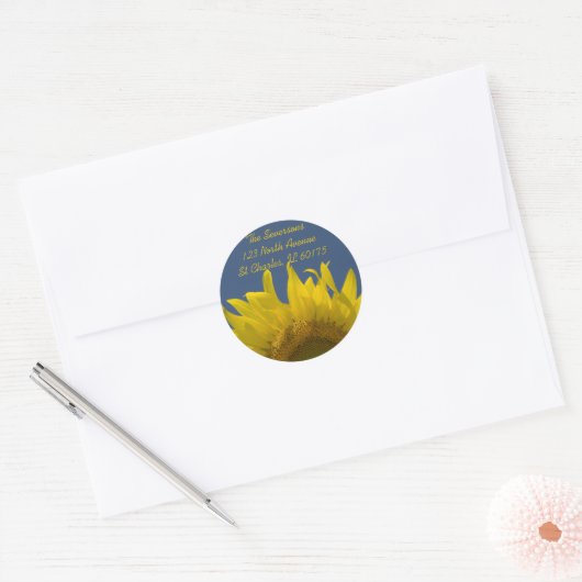 Sunflower Rising retouradres Ronde Sticker (Envelop)