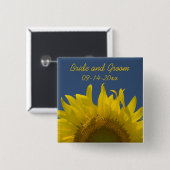 Sunflower Rising Wedding Vierkante Button 5,1 Cm (Voorkant /achterkant)