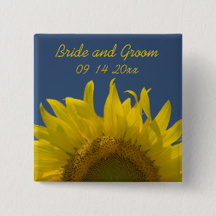 Sunflower Rising Wedding Vierkante Button 5,1 Cm