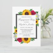 Sunflower Roos Daisy Floral Engagement Party Kaart (Staand voorkant)